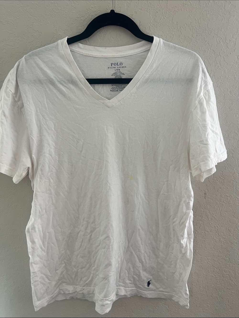Polo by Ralph Lauren White V-Neck Short Sleeve Tee with Pony Logo